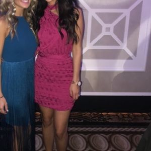 One Shoulder Magenta Mini dress